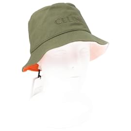Céline-Celine Logo Bucket Hat Khaki 57-Green