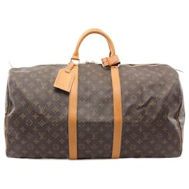 Louis Vuitton-Louis Vuitton Keepall 55 Monogram Boston Bag M41424-Brown