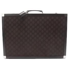 Gucci-Gucci GG Canvas Leather Suitcase Bag-Brown