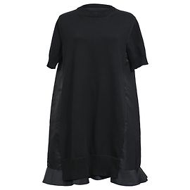 Sacai Mini-Kleid mit plissiertem Saum aus schwarzem Nylon Schwarz