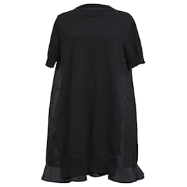 Sacai-Sacai Pleated Hem Mini Dress in Black Nylon-Black