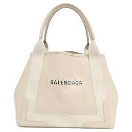 Balenciaga-Balenciaga Navy Cabas S Handbag-Beige
