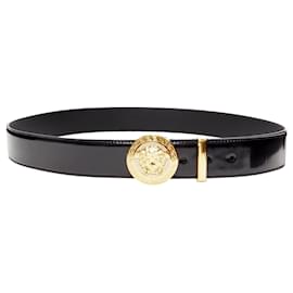 Versace-Versace Medusa Biggie Crystal Medallion Coin Belt-Black