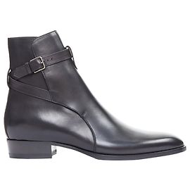 Saint Laurent Wyatt Stiefel aus glattem Leder Schwarz