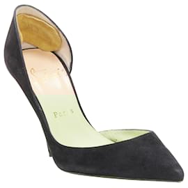 Christian Louboutin-Pompe stiletto dorsay en daim Iriza de Christian Louboutin-Noir