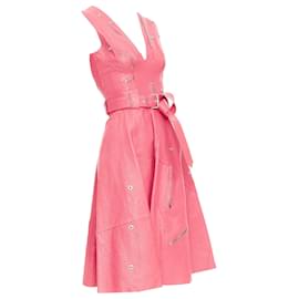 Alexander Mcqueen-Alexander Mcqueen Runway leather biker zip dress-Pink