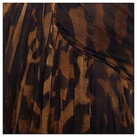 Alexander Mcqueen-Alexander Mcqueen silk leopard print corseted long gown-Brown