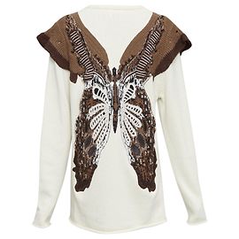 Chloé Chloe Pullover aus natürlicher Wolle und Kaschmir mit Applikation Weiß Roh