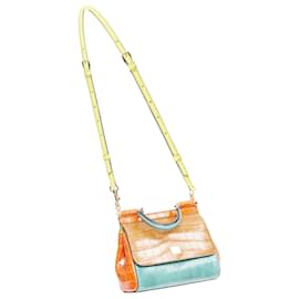 Dolce & Gabbana-Dolce Gabbana Miss Sicily scaled leather satchel crossbody bag-Orange