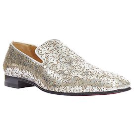 Christian Louboutin Dandelion mirrored laser cut leather loafers Silvery Metallic