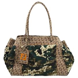 Fendi-Fendi Zucchino Camouflage Tote Bag-Brown,Beige,Green