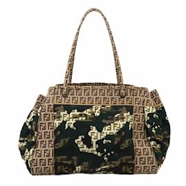 Fendi-Fendi Zucchino Camouflage Tote Bag-Brown,Beige,Green
