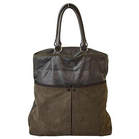 Bolsa tote Moncler de couro e suede cinza Cinza antracite