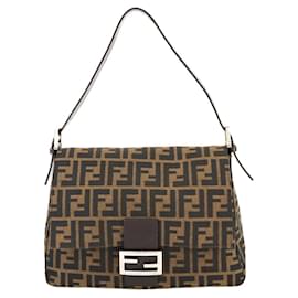 Fendi-Fendi Zucca Pattern Mamma Baguette Shoulder Bag-Brown,Black