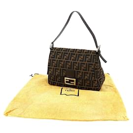 Fendi-Fendi Zucca Pattern Mamma Baguette Shoulder Bag-Brown,Black