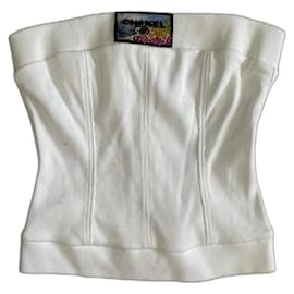 Bustier Chanel branco de algodão e elastano crop top Branco