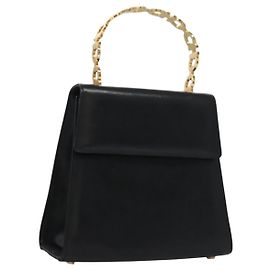 Sac à main en cuir noir Gancini de Salvatore Ferragamo Auth 110245 Noir