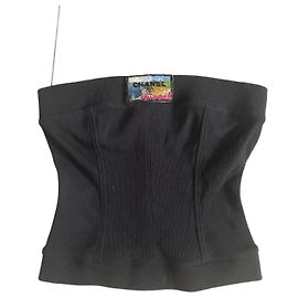 Bustier Chanel Nero in Cotone Elastan Crop Top Nero