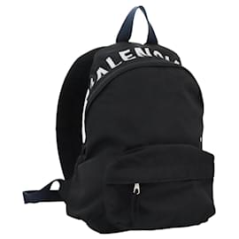 Balenciaga-Sac à dos BALENCIAGA en nylon noir argent 565798 Auth hk2097-Noir,Argenté