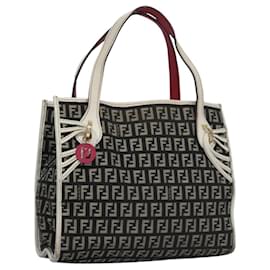 Fendi-FENDI Zucchino Canvas Hand Bag Black Auth 112924-Black