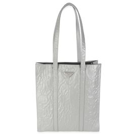 Prada Tote Antique Petit en Nappa Gris Ardoise Marron