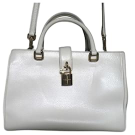 Dolce & Gabbana-Dolce & Gabbana Padlock Motif Handbag-White