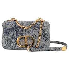 Dior-Christian Dior Caro Denim Chain Shoulder Bag in Blue-Blue