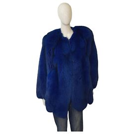 Autre Marque Sam Rone Paris Electric Blue Fur Collarless Jacket Coat size M Blue