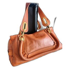 Chloé Paraty Leather Handbag Cognac Cognac