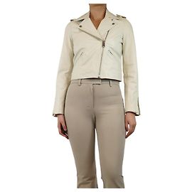 Claudie Pierlot Veste en simili cuir écru - taille UK 8 Écru