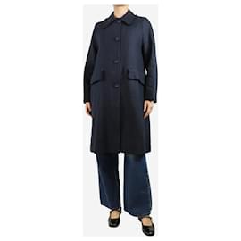Autre Marque-Navy blue frayed linen coat - size UK 8-Blue