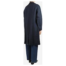 Autre Marque-Navy blue frayed linen coat - size UK 8-Blue