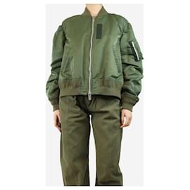 Sacai-Olive green Layered twill bomber jacket  - size UK 10-Green