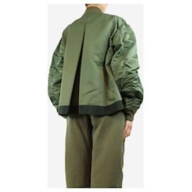 Sacai-Olive green Layered twill bomber jacket  - size UK 10-Green