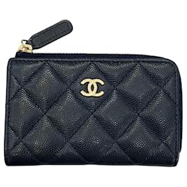 Chanel-Chanel Matelasse Caviar Coin Case-Navy blue
