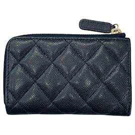 Chanel-Chanel Matelasse Caviar Coin Case-Navy blue