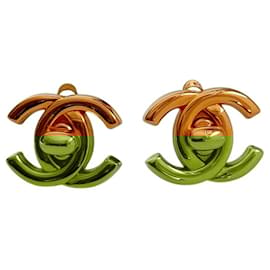 Chanel-Chanel Vintage 97P Coco Mark Turn Lock Clip Earrings-Golden