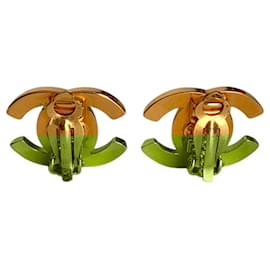 Chanel-Chanel Vintage 97P Coco Mark Turn Lock Clip Earrings-Golden