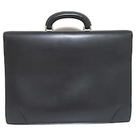 Valextra-Valextra 3 Compartment Leather Briefcase-Black