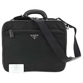 Prada-Prada Saffiano Leather and Nylon Triangle Shoulder Bag-Black