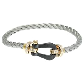 Fred Force 10 Large Model Half Diamond Bracelet Black Golden