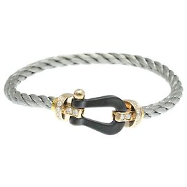 Fred Force 10 großes Modell Halb-Diamant-Armband Schwarz Golden
