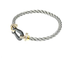 Fred-Fred Force 10 Large Model Half Diamond Bracelet-Black,Golden