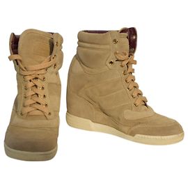 Baskets montantes à talon Marc Jacobs en suède beige Beige