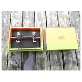 Hermès-vintage hermès silver 925 cufflinks box-Silver hardware