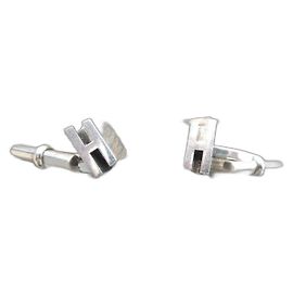 vintage hermès silver 925 cufflinks box Silver hardware