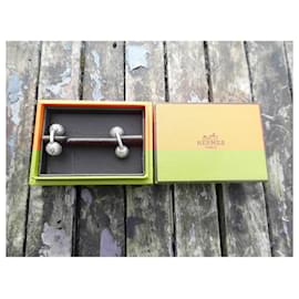 Hermès-vintage hermès silver 925 cufflinks box-Silver hardware