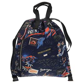 Bally Blue Nylon Backpack Blue