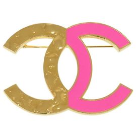 Broche de metal bicolor Coco Mark da Chanel Rosa Dourado
