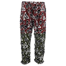 Chloé- Chloé Printed Drawstring Cropped Trousers in Burgundy Viscose-Red,Dark red